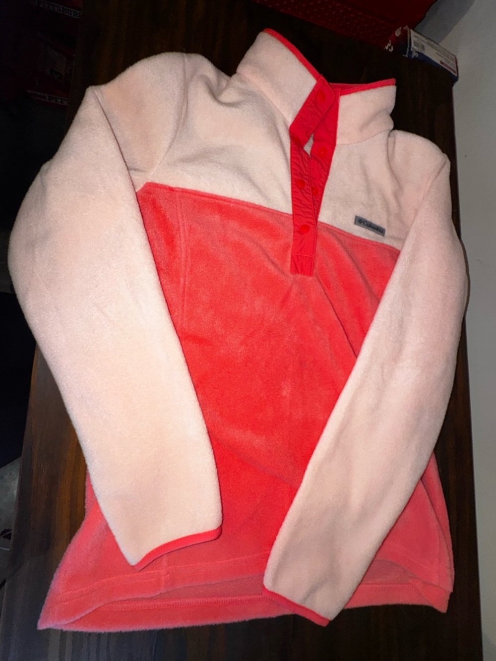 Columbia Pink and Coral Snap-Front Fleece Pullover